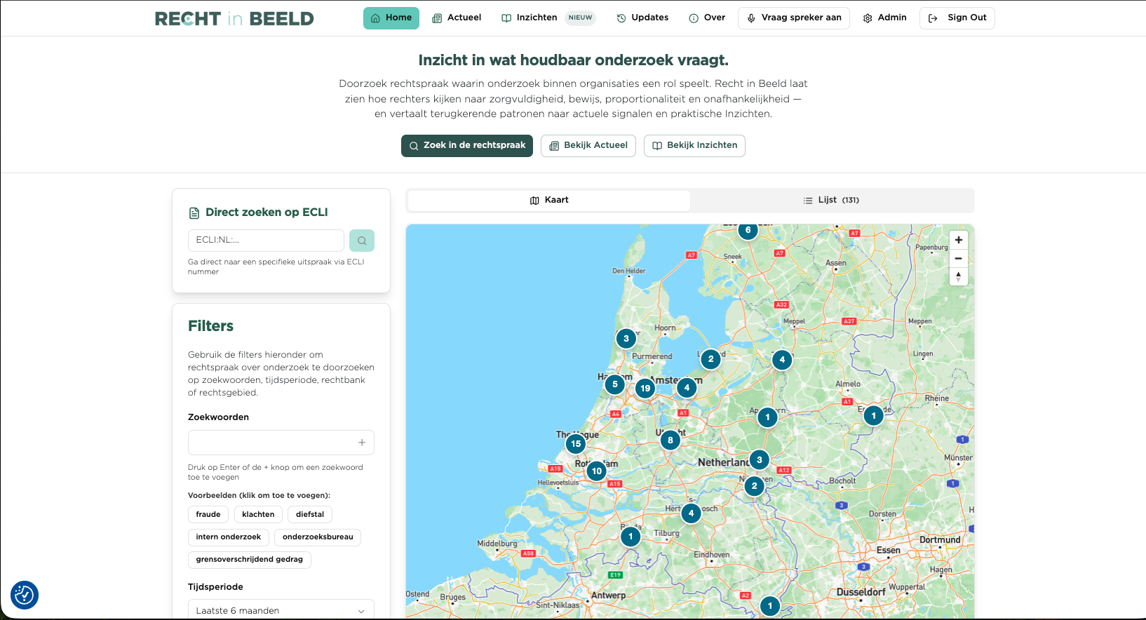 Screenshot of Recht in Beeld